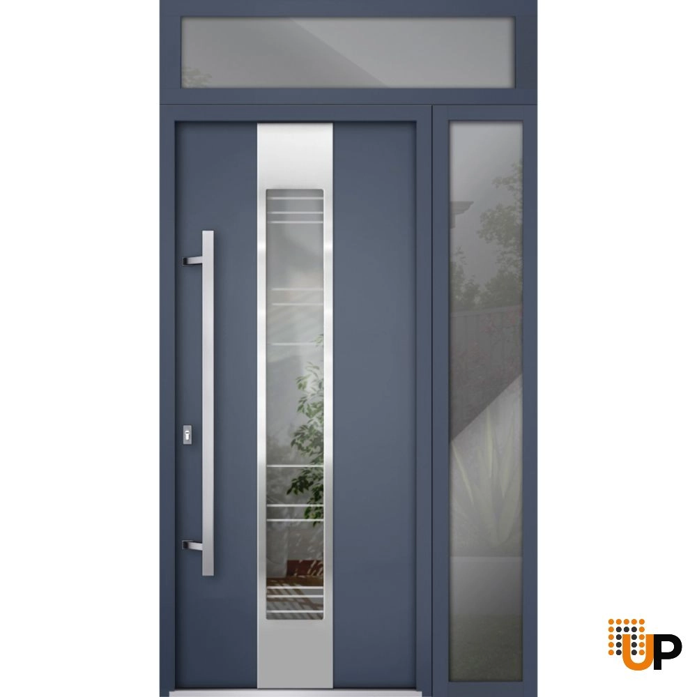 Single swing metal-aluminum modern exterior door with triplex glass | Deux 5755 Gray Graphite | 50 x 96 photo#1