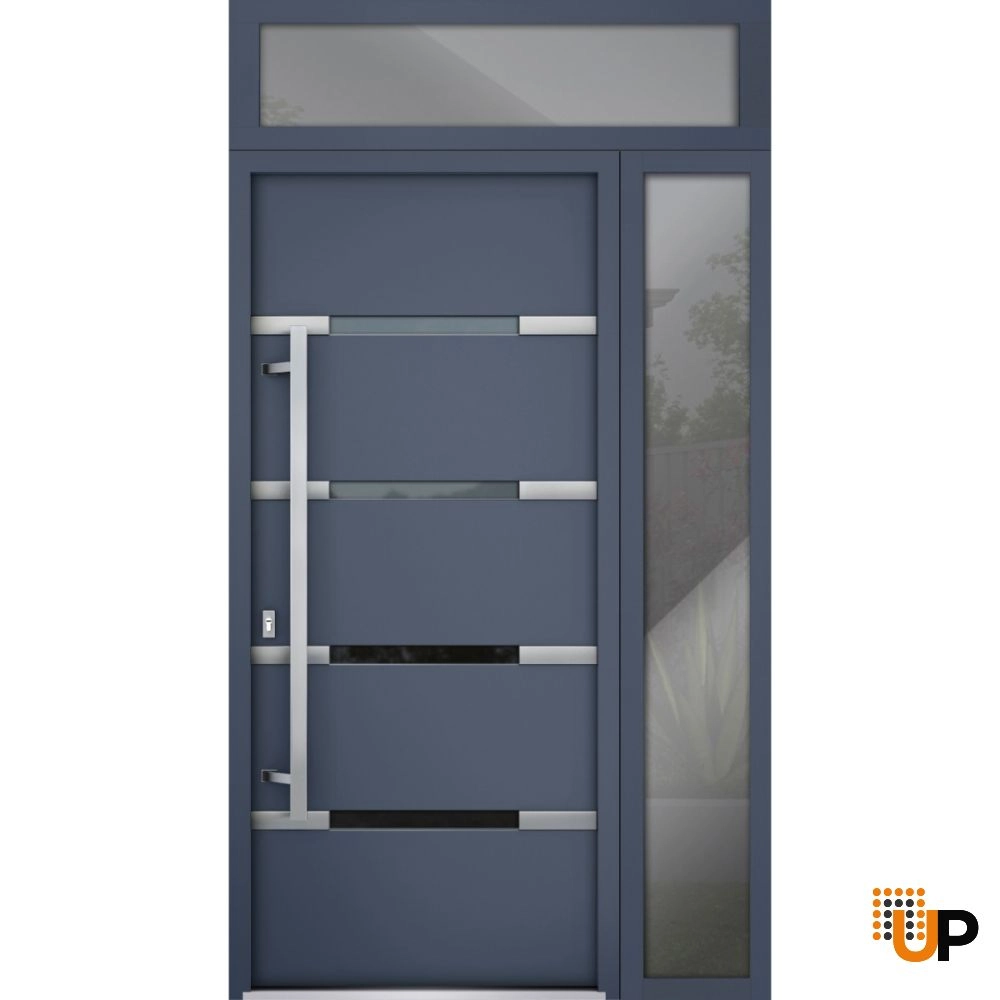 Single swing metal-aluminum modern exterior door with triplex | Deux 1105 Gray Graphite | 48 x 96 photo#1