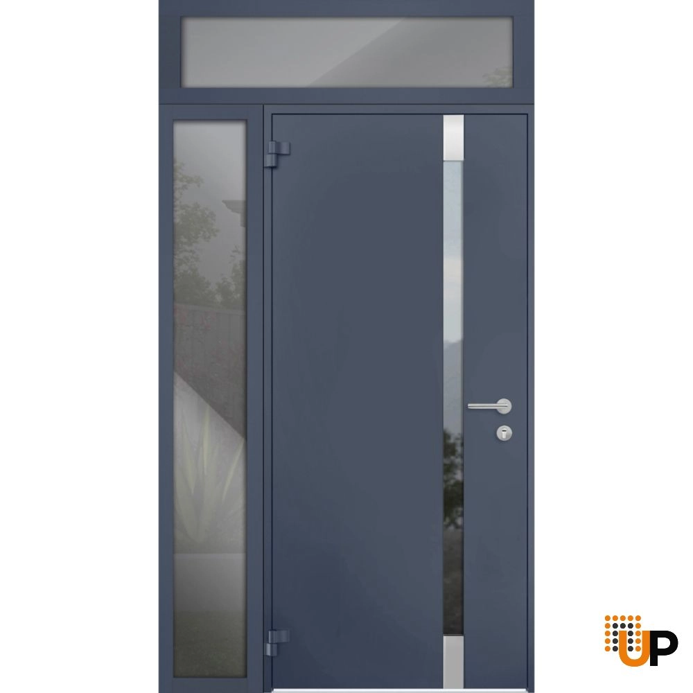 Single swing metal-aluminum modern exterior door with triplex glass | Cynex 6777 Gray Graphite | 44 x 96 photo#1