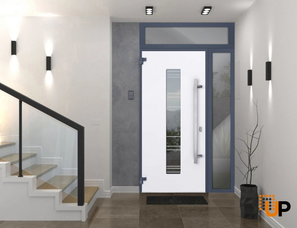 Single swing metal-aluminum modern exterior door with triplex glass | Deux 5755 Gray Graphite | 52 x 96 photo#5