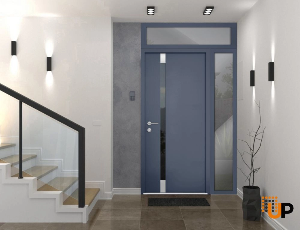 Single swing metal-aluminum modern exterior door with triplex glass | Cynex 6777 Gray Graphite | 48 x 96 photo#2