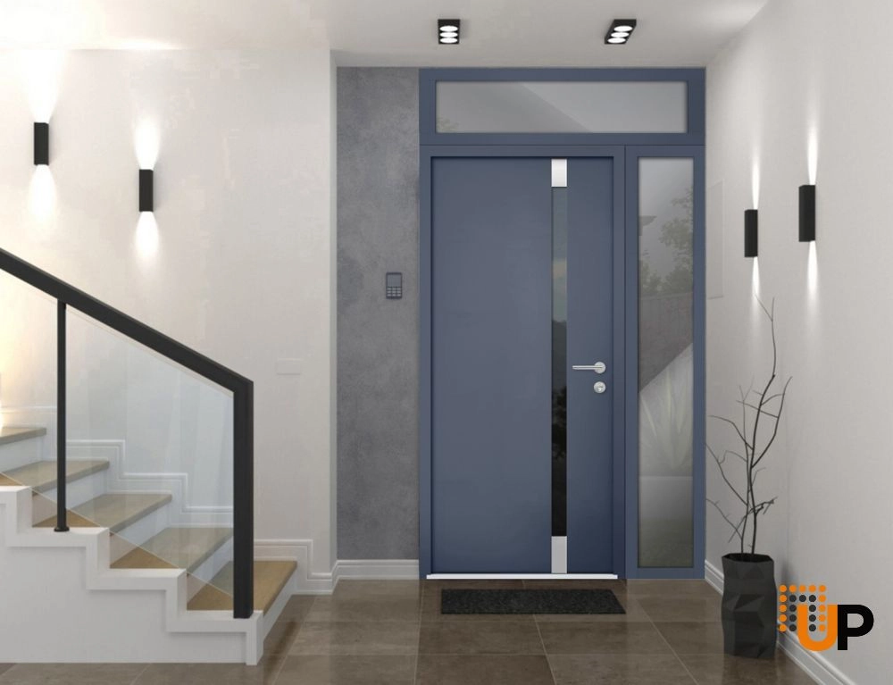 Single swing metal-aluminum modern exterior door with triplex glass | Cynex 6777 Gray Graphite | 50 x 96 photo#2