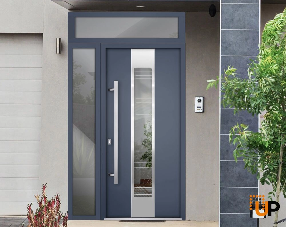 Single swing metal-aluminum modern exterior door with triplex glass | Deux 5755 Gray Graphite | 50 x 96 photo#6