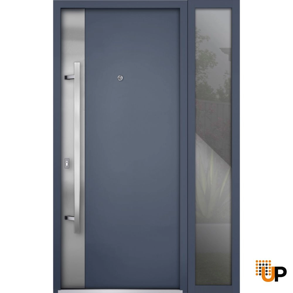 Single swing metal-aluminum modern exterior door | Deux 0729 Gray Graphite | 48 x 80 photo#1