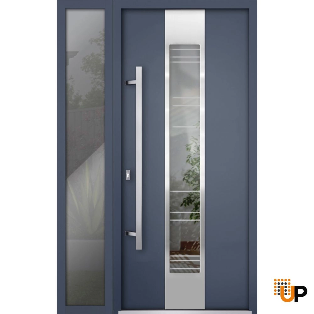 Single swing metal-aluminum modern exterior door with triplex glass | Deux 5755 Gray Graphite | 50 x 80 photo#2