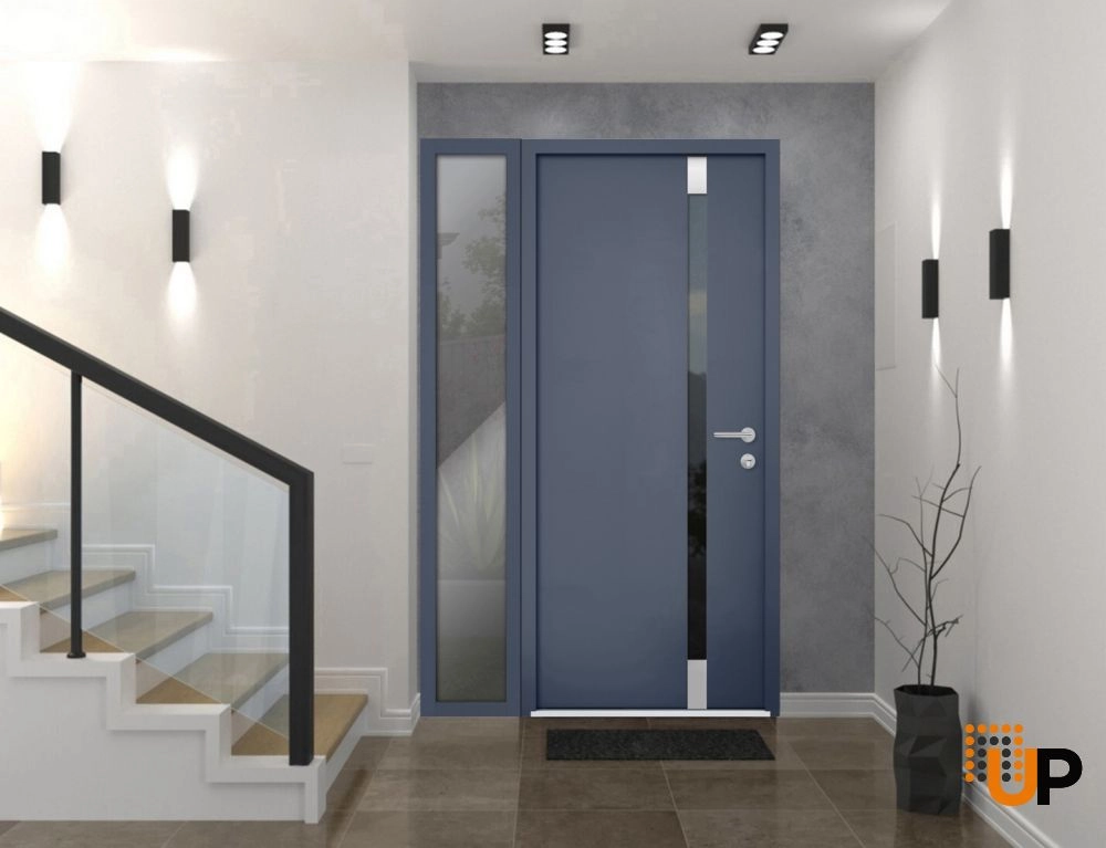 Single swing metal-aluminum modern exterior door with triplex glass | Cynex 6777 Gray Graphite | 48 x 80 photo#2