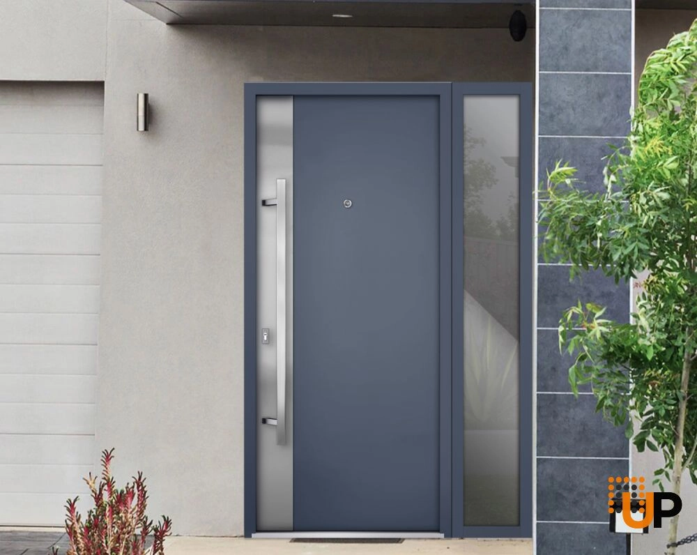 Single swing metal-aluminum modern exterior door | Deux 0729 Gray Graphite | 48 x 80 photo#3