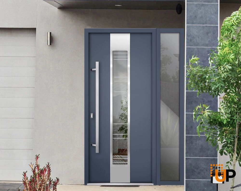 Single swing metal-aluminum modern exterior door with triplex | Deux 5755 Gray Graphite | 48 x 80 photo#3