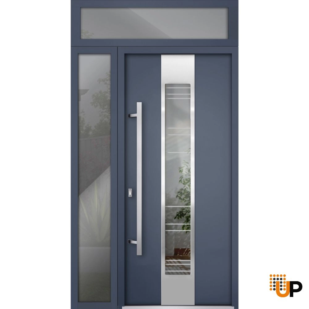 Single swing metal-aluminum modern exterior door with triplex glass | Deux 5755 Gray Graphite | 50 x 96 photo#2