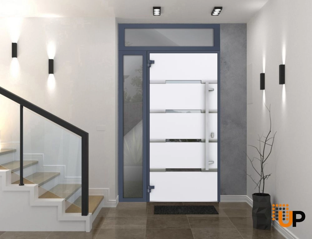 Single swing metal-aluminum modern exterior door with triplex | Deux 1105 Gray Graphite | 48 x 96 photo#2