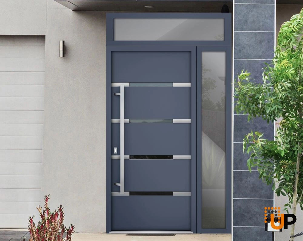 Single swing metal-aluminum modern exterior door with triplex | Deux 1105 Gray Graphite | 48 x 96 photo#3
