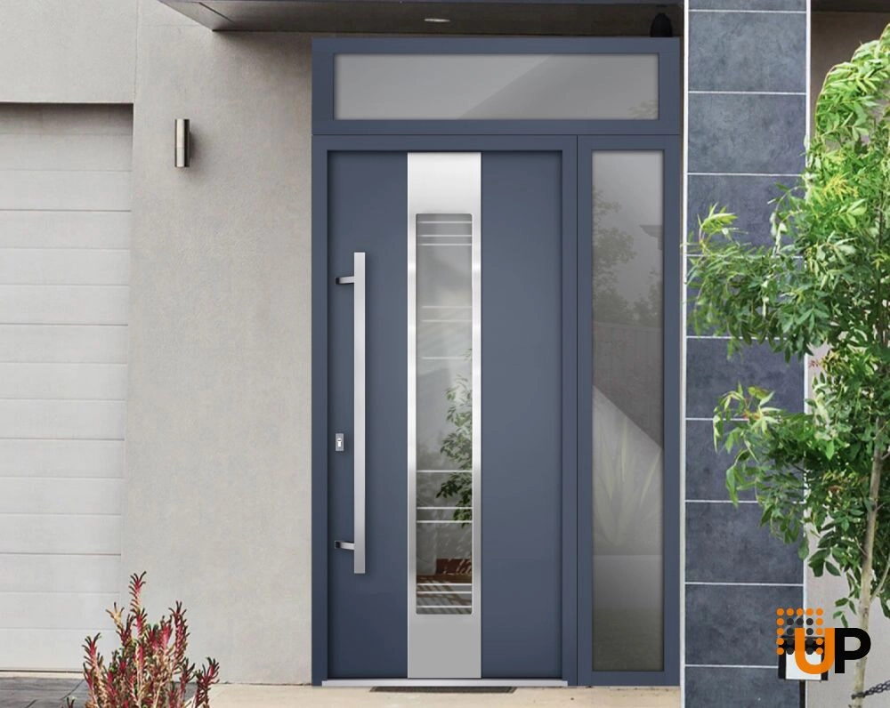 Single swing metal-aluminum modern exterior door with triplex glass | Deux 5755 Gray Graphite | 52 x 96 photo#3