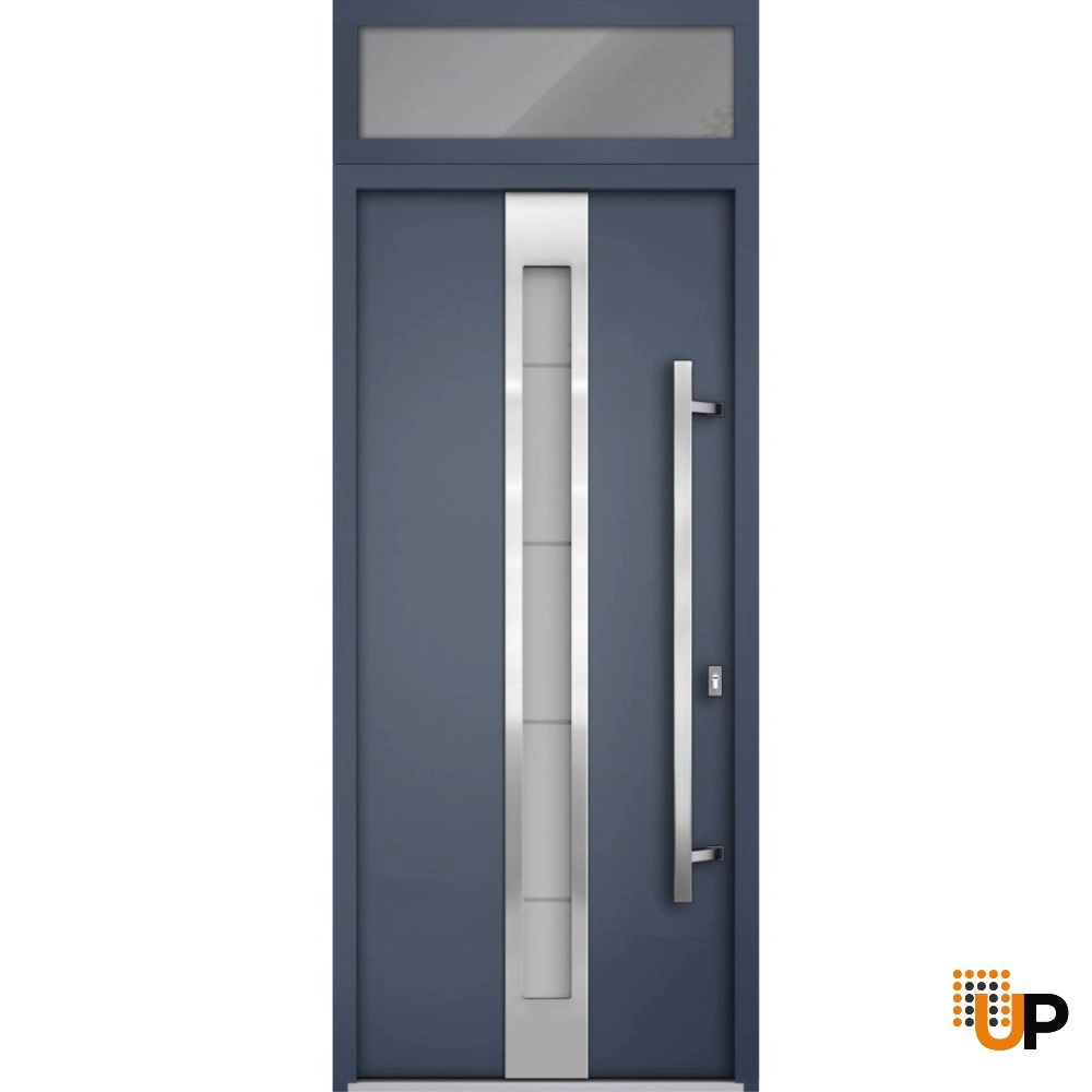 Single swing metal-aluminum modern exterior door with triplex glass | Deux 1717 Gray Graphite | 36 x 96 photo#1