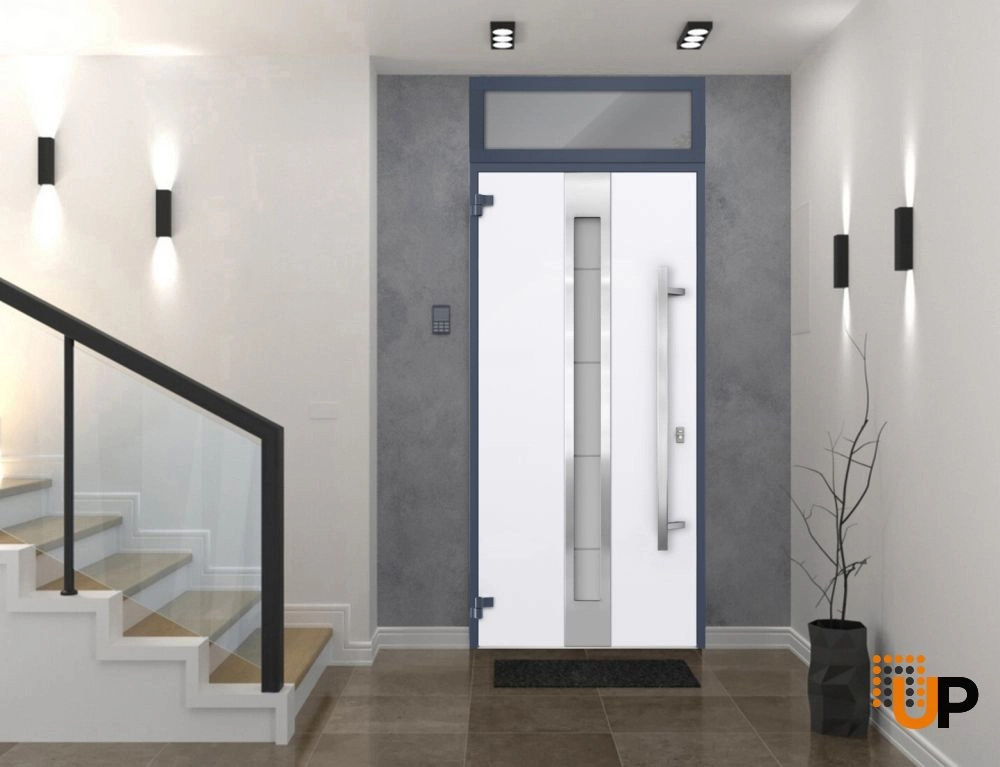 Single swing metal-aluminum modern exterior door with triplex | Deux 1717 Gray Graphite | 36 x 96 photo#2