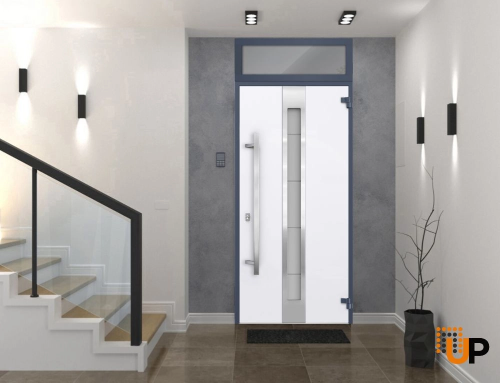 Single swing metal-aluminum modern exterior door with triplex glass | Deux 1717 Gray Graphite | 36 x 96 photo#2
