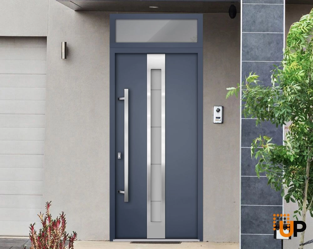 Single swing metal-aluminum modern exterior door with triplex | Deux 1717 Gray Graphite | 36 x 96 photo#3