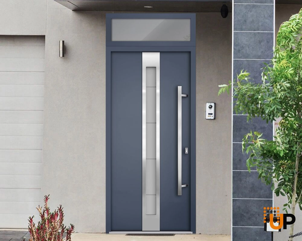 Single swing metal-aluminum modern exterior door with triplex glass | Deux 1717 Gray Graphite | 36 x 96 photo#3