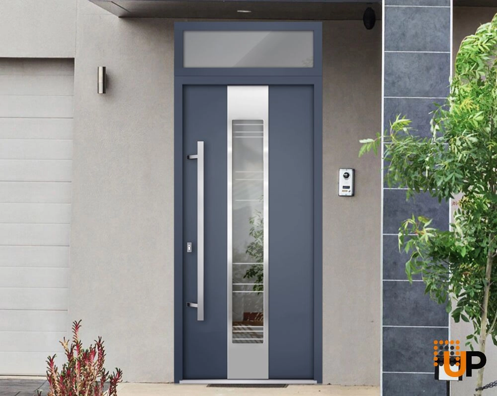 Single swing metal-aluminum modern exterior door with triplex | Deux 5755 Gray Graphite | 36 x 96 photo#3