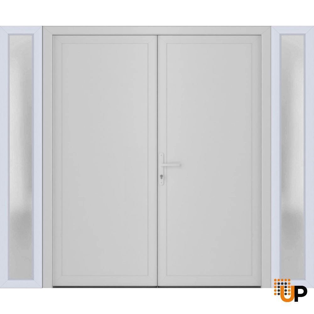 Double swing metal-plastic modern exterior door | Manux 8111 White | 96 x 80 photo#1
