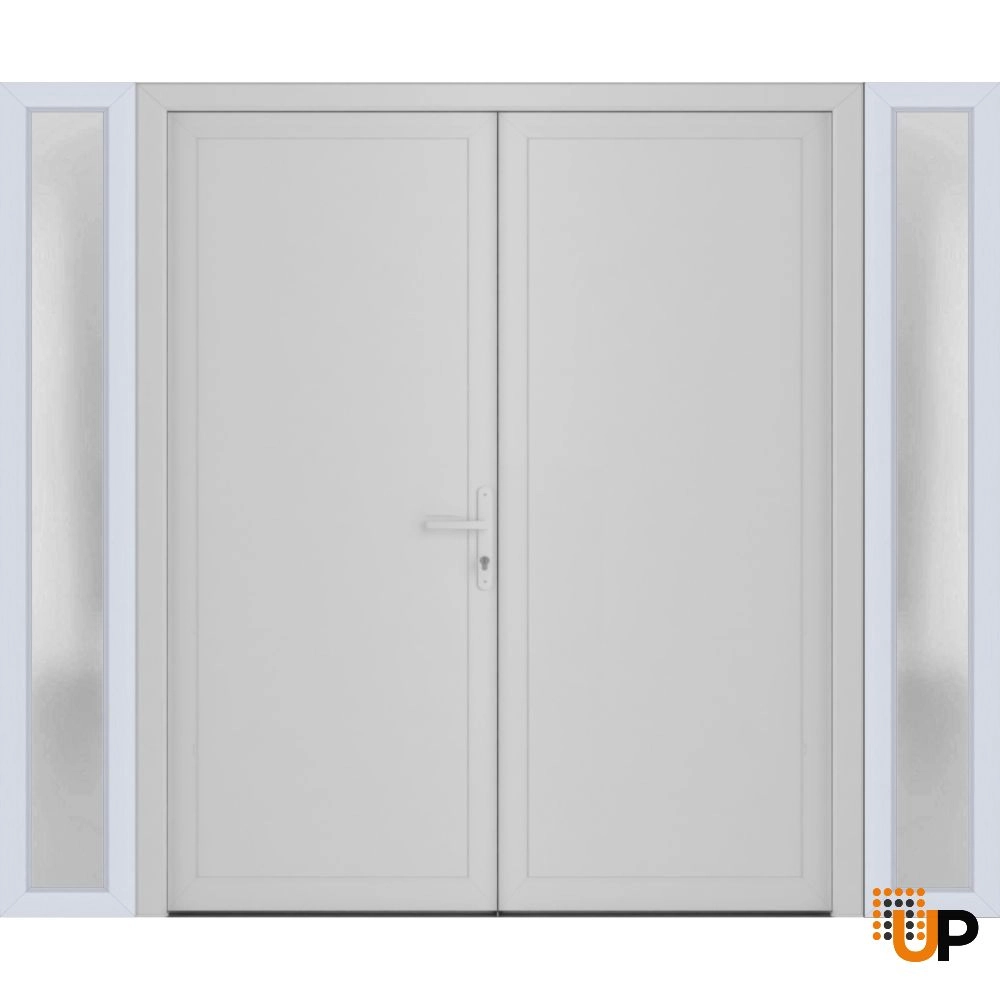Double swing metal-plastic modern exterior door | Manux 8111 White | 96 x 80 photo#1