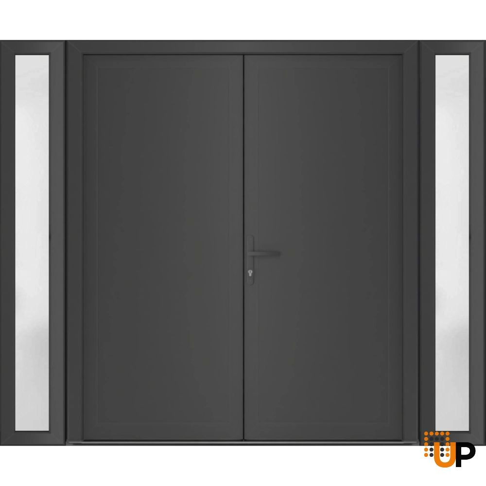 Double swing metal-plastic modern exterior door | Manux 8111 Antracite | 96 x 80 photo#1