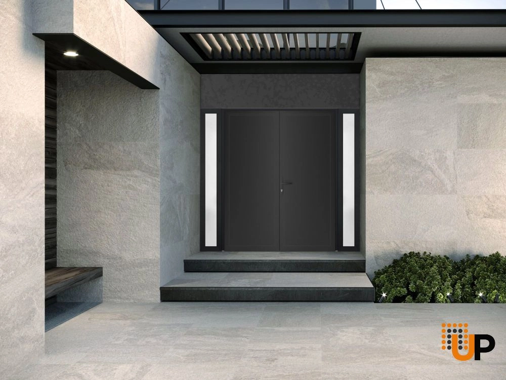 Double swing metal-plastic modern exterior door | Manux 8111 Black Matte | 96 x 80 photo#4