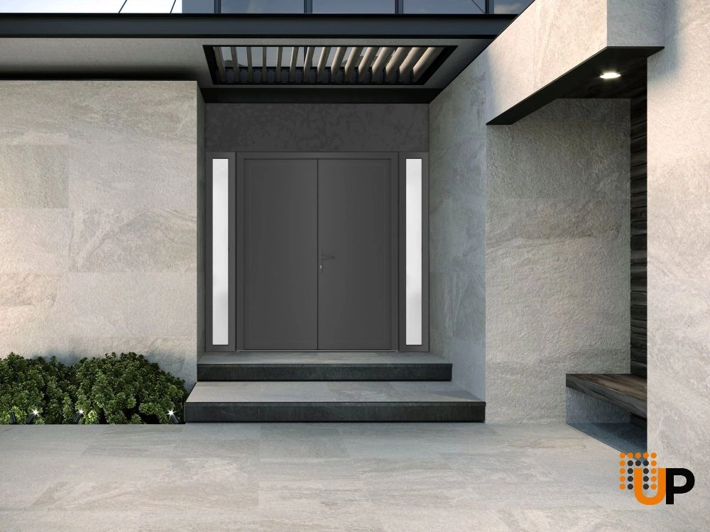 Double swing metal-plastic modern exterior door | Manux 8111 Antracite | 96 x 80 photo#4