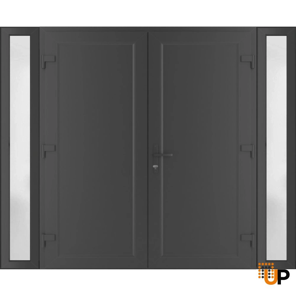 Double swing metal-plastic modern exterior door | Manux 8111 Antracite | 96 x 80 photo#2