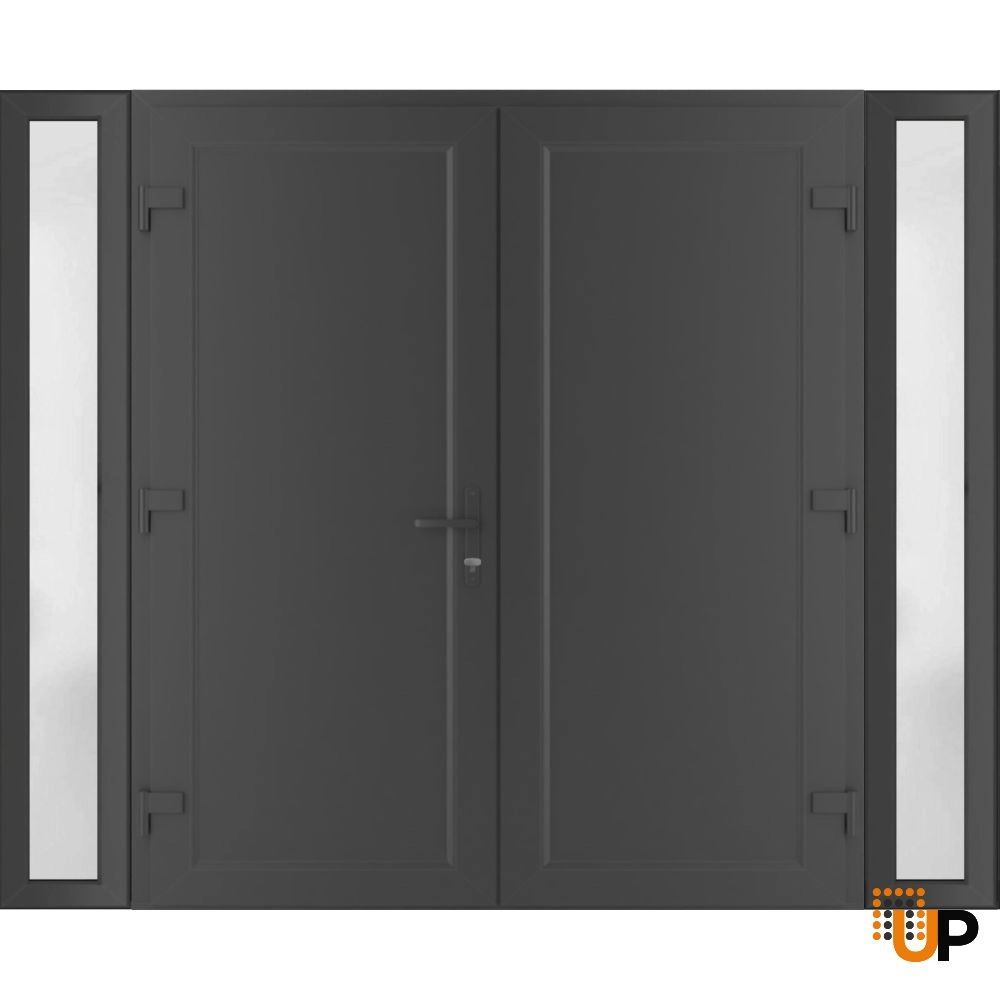 Double swing metal-plastic modern exterior door | Manux 8111 Antracite | 96 x 80 photo#2