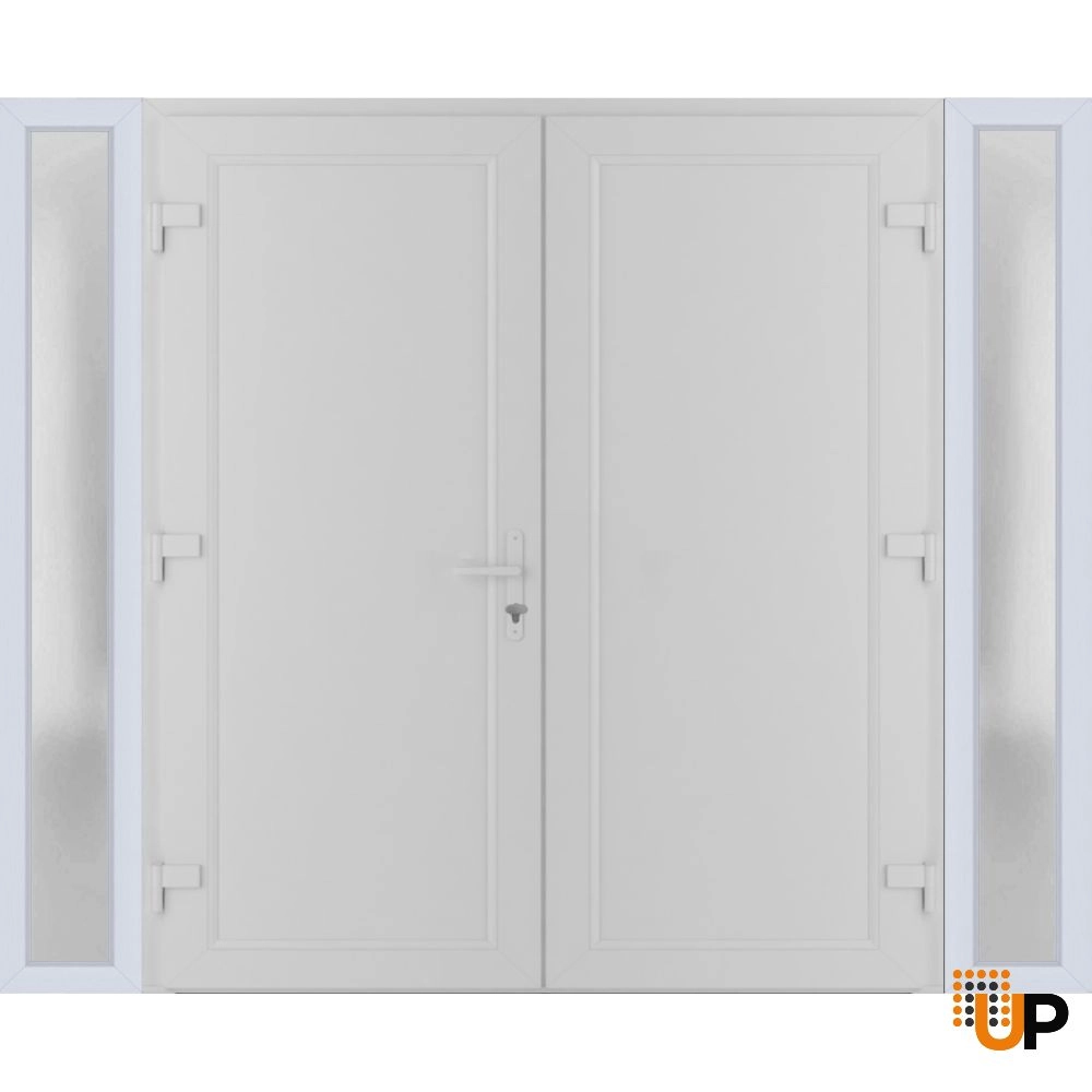 Double swing metal-plastic modern exterior door | Manux 8111 White | 96 x 80 photo#2
