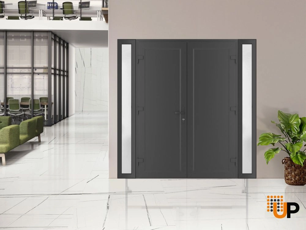 Double swing metal-plastic modern exterior door | Manux 8111 Antracite | 96 x 80 photo#3