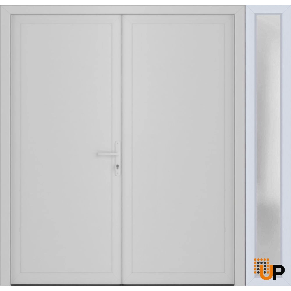 Double swing metal-plastic modern exterior door | Manux 8111 White | 84 x 80 photo#1