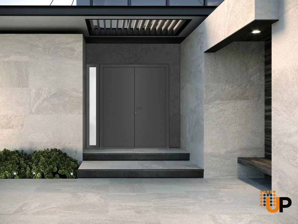 Double swing metal-plastic modern exterior door | Manux 8111 Antracite | 84 x 80 photo#4