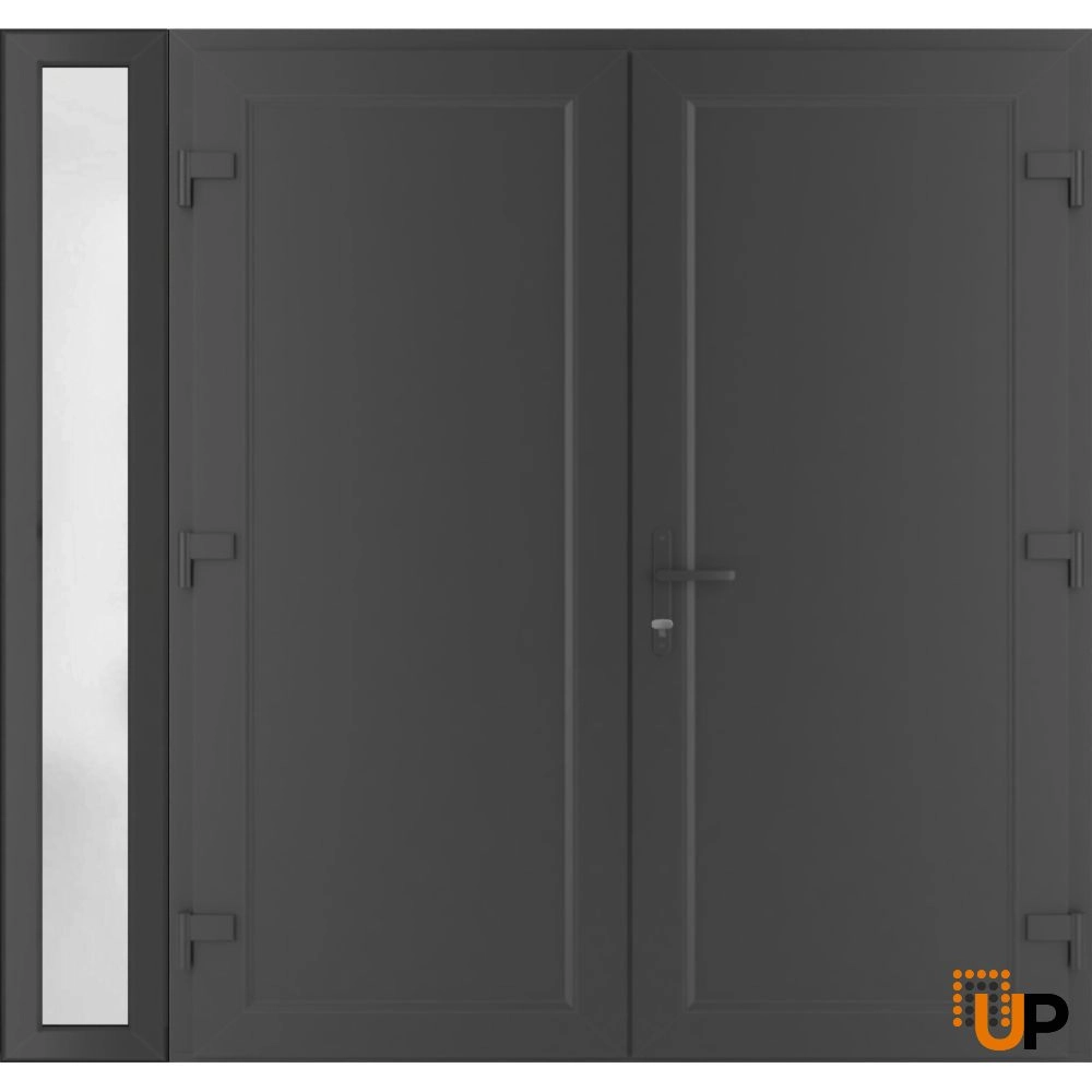 Double swing vinyl modern exterior door | Manux 8111 Antracite | 86 x 80 photo#2