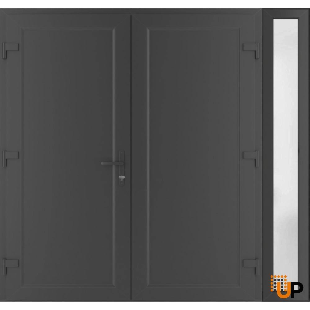 Double swing metal-plastic modern exterior door | Manux 8111 Antracite | 84 x 80 photo#2