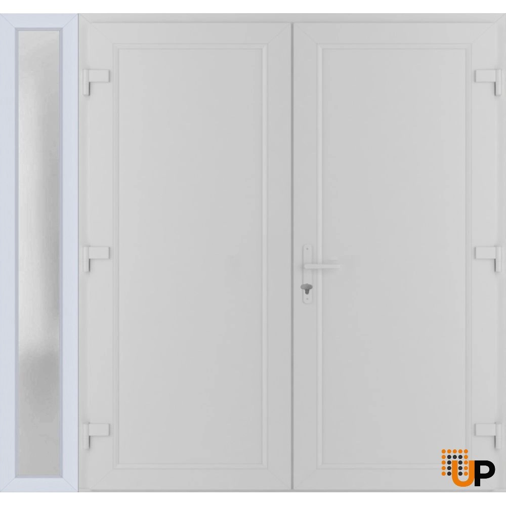 Double swing metal-plastic modern exterior door | Manux 8111 White | 84 x 80 photo#2