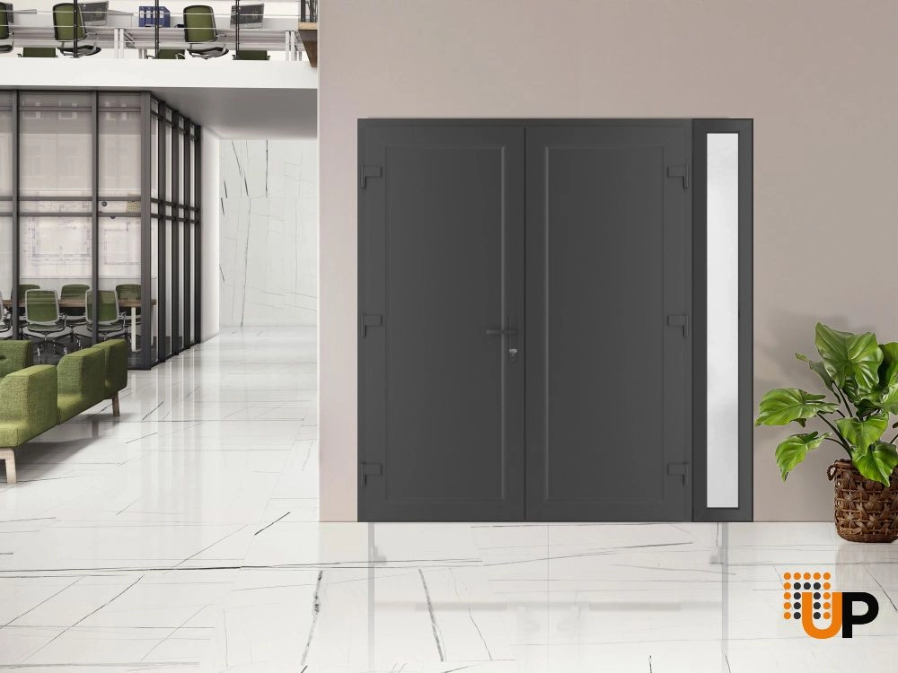 Double swing metal-plastic modern exterior door | Manux 8111 Antracite | 84 x 80 photo#3