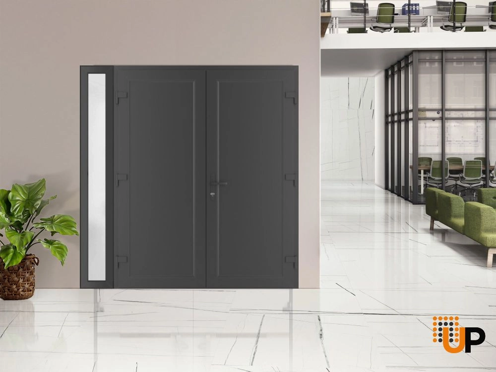 Double swing vinyl modern exterior door | Manux 8111 Antracite | 86 x 80 photo#3