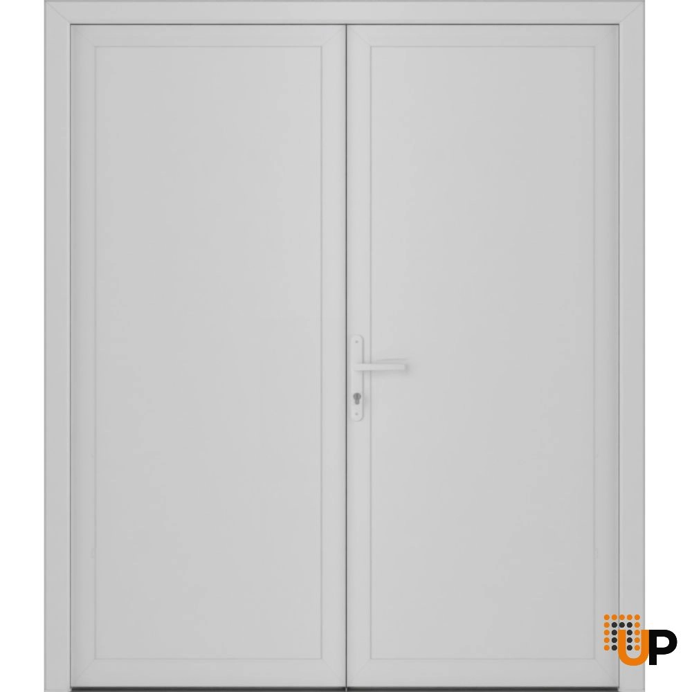 Double swing metal-plastic modern exterior door | Manux 8111 White | 72 x 80 photo#1