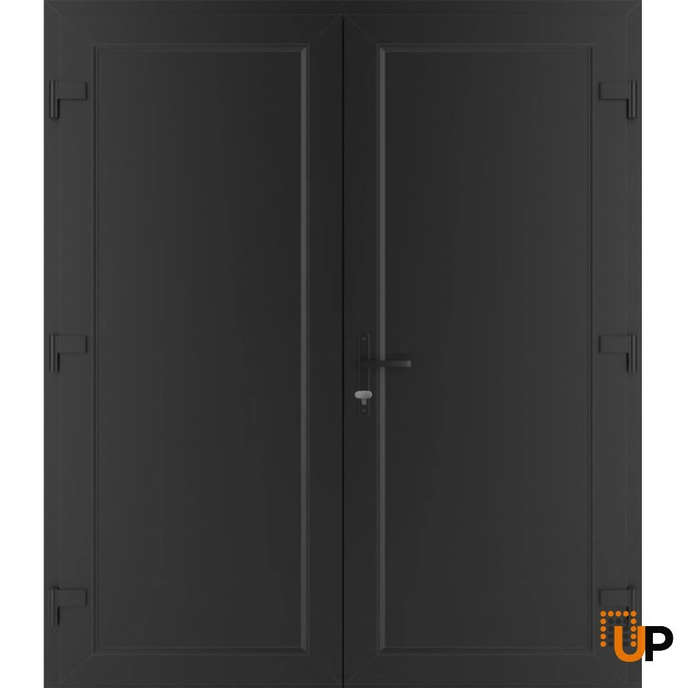 Double swing vinyl modern exterior door | Manux 8111 Black Matte | 72 x 80 photo#2