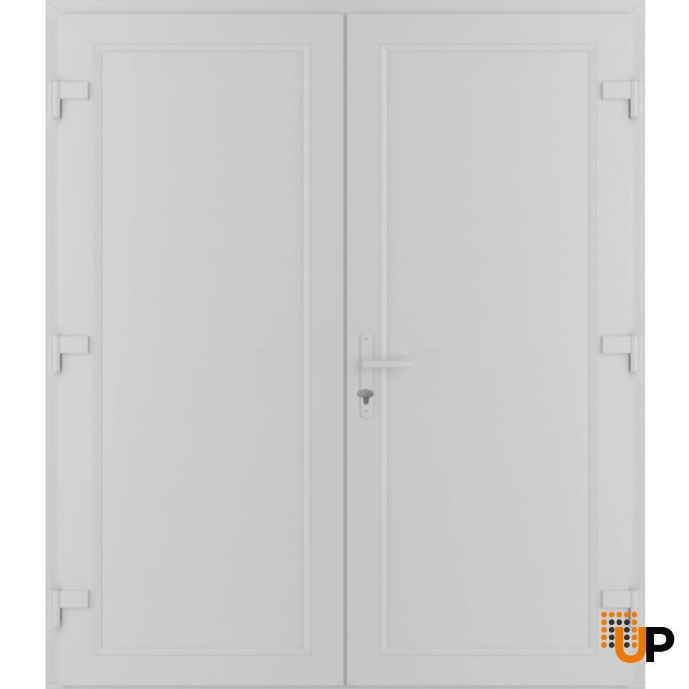 Double swing vinyl modern exterior door | Manux 8111 White | 72 x 80 photo#2