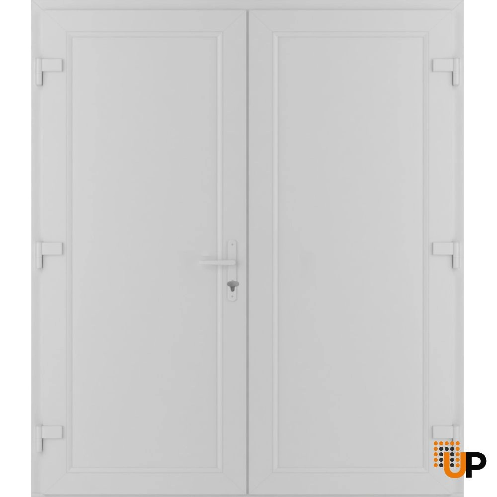 Double swing metal-plastic modern exterior door | Manux 8111 White | 72 x 80 photo#2