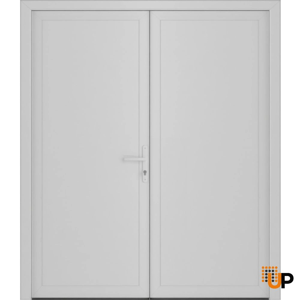 Double swing vinyl modern exterior door | Manux 8111 White | 72 x 80 photo#1