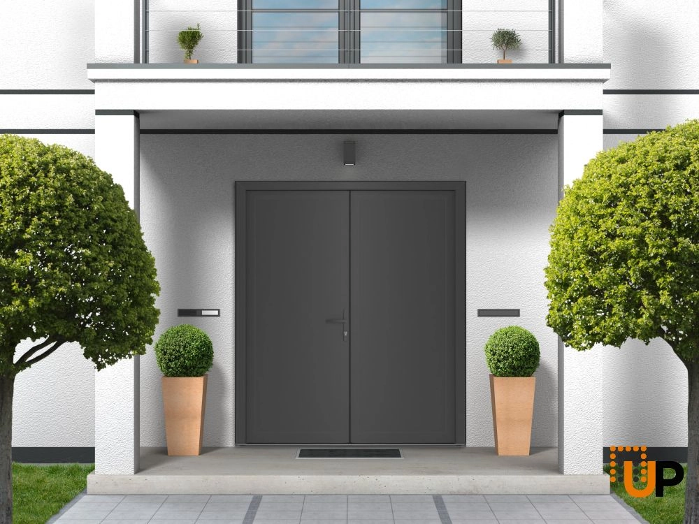 Double swing vinyl modern exterior door | Manux 8111 Antracite | 72 x 80 photo#4