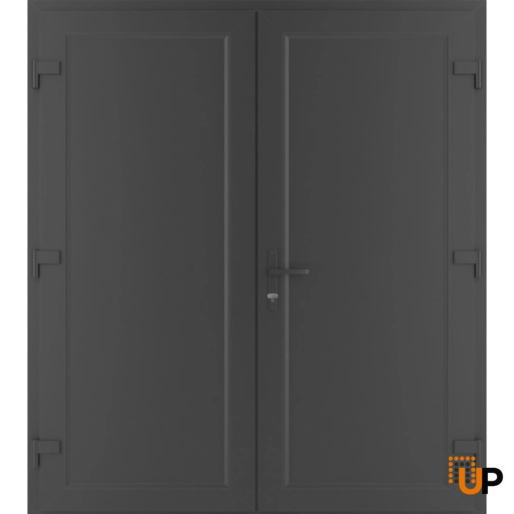 Double swing vinyl modern exterior door | Manux 8111 Antracite | 72 x 80 photo#2