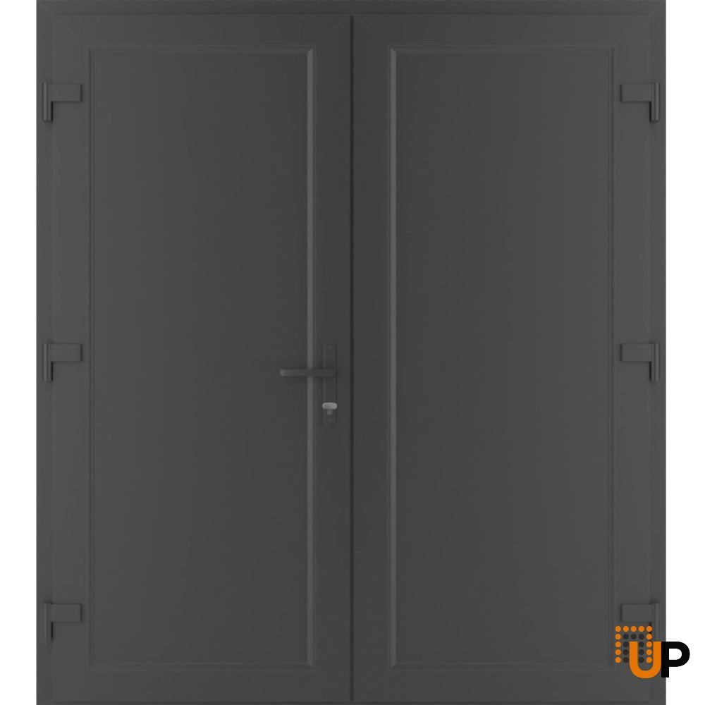 Double swing metal-plastic modern exterior door | Manux 8111 Antracite | 72 x 80 photo#2