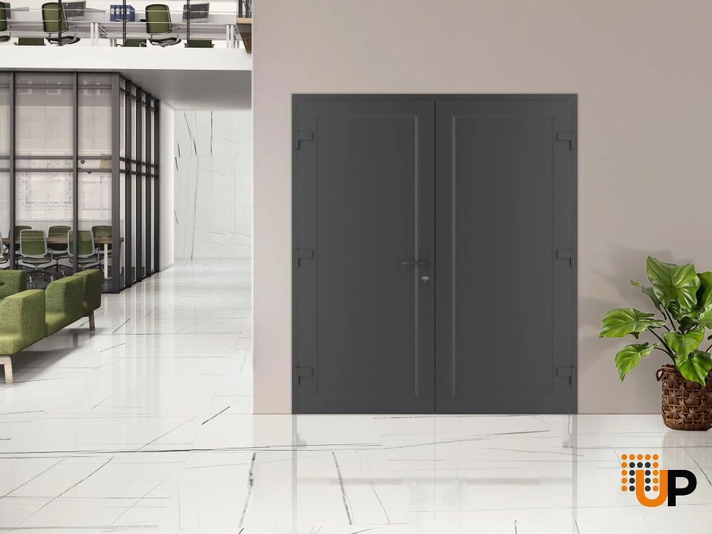 Double swing metal-plastic modern exterior door | Manux 8111 Antracite | 72 x 80 photo#3