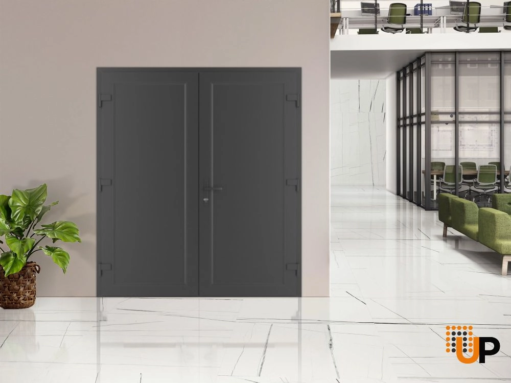 Double swing vinyl modern exterior door | Manux 8111 Antracite | 72 x 80 photo#3