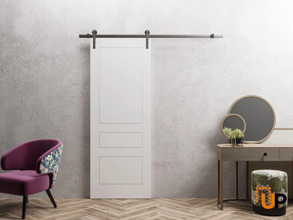 Single solid core sliding interior barn door | Mela 0733 Painted White | 18 x 80 photo#2
