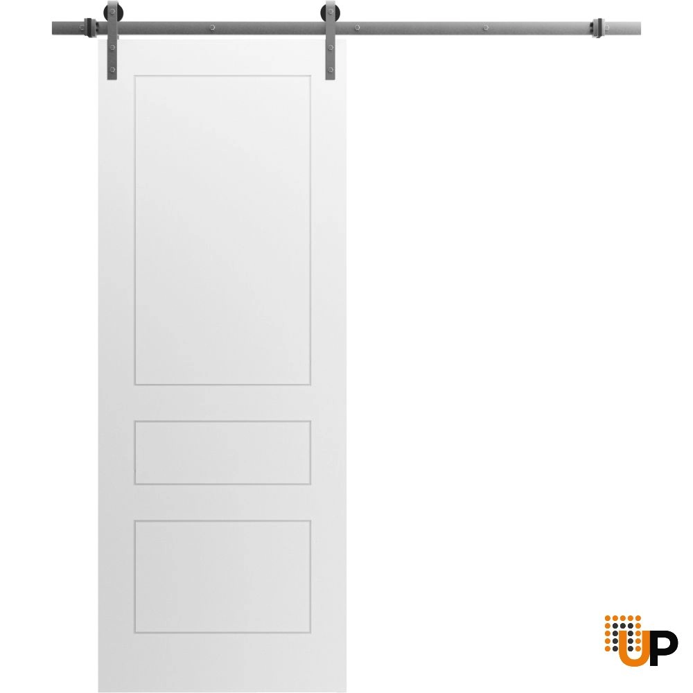 Single solid core sliding interior barn door | Mela 0733 Painted White | 18 x 80 photo#1